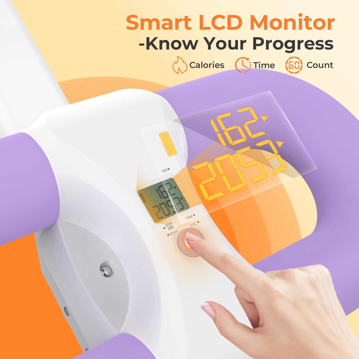 OWLSKY Ab Machine, Adjustable Ab Trainer Machine for Abs Workout at Home Gym, Foldable, Knee Protection, LCD Monitor, Device Holder, 400 LBS,Abdominal Trainer for Stomach Workout: Purple