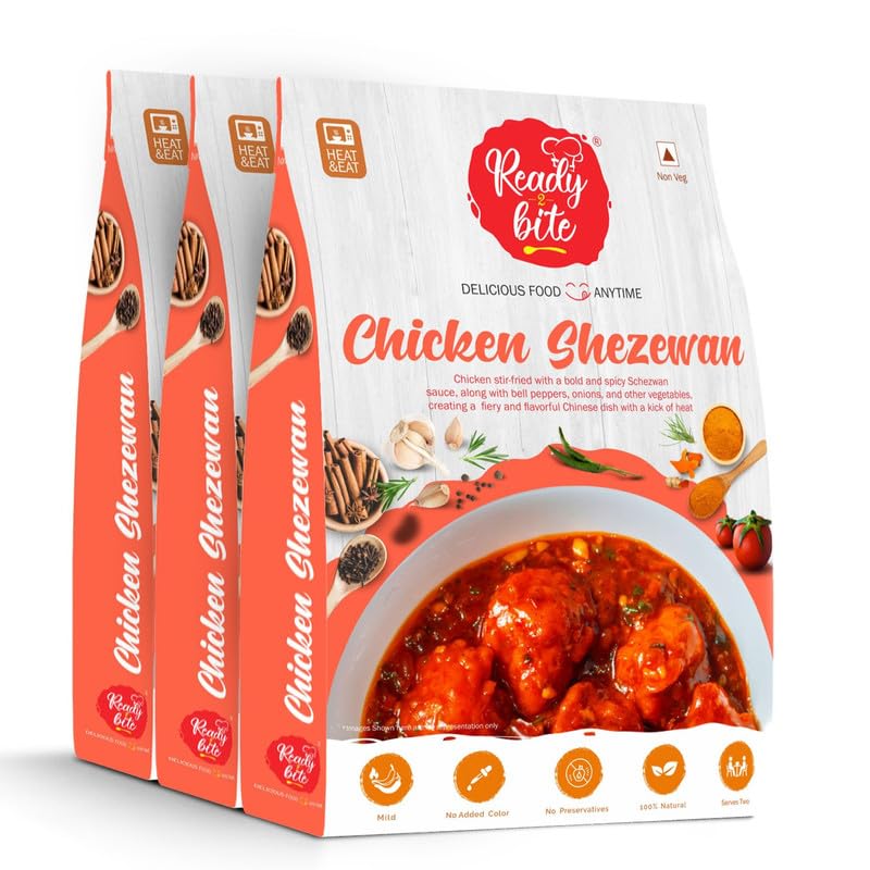 Ready 2 Bite Chicken Shezewan (Pack of 3) Special Delicious Natural Instant Food Ready to Eat In Few Minutes Slow Cooked Heat | Microwaveable | Quick meals | No Artificial Colour | No Preservative