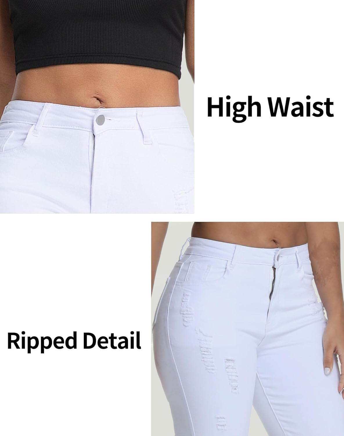 Women's Ripped Stretchy Bermuda Shorts High Waisted Long Denim Jean Shorts - Image 4