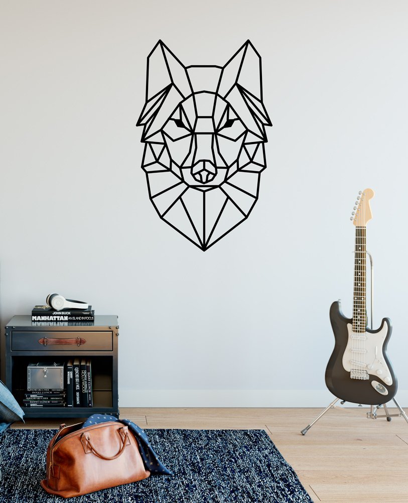 Geometric Wolf Simple Modern Design Wall Decal Vinyl Home Decoration - 30" high x 19" Wide