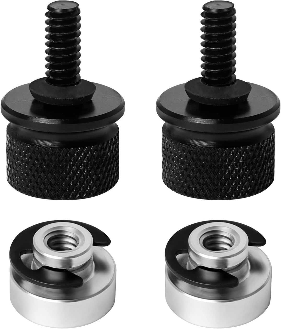 4 PCS Motorbike Seat Fastening Bolts, Aluminum Seat Screws for Harley Motorcycle (2 Screws + 2 Nuts)