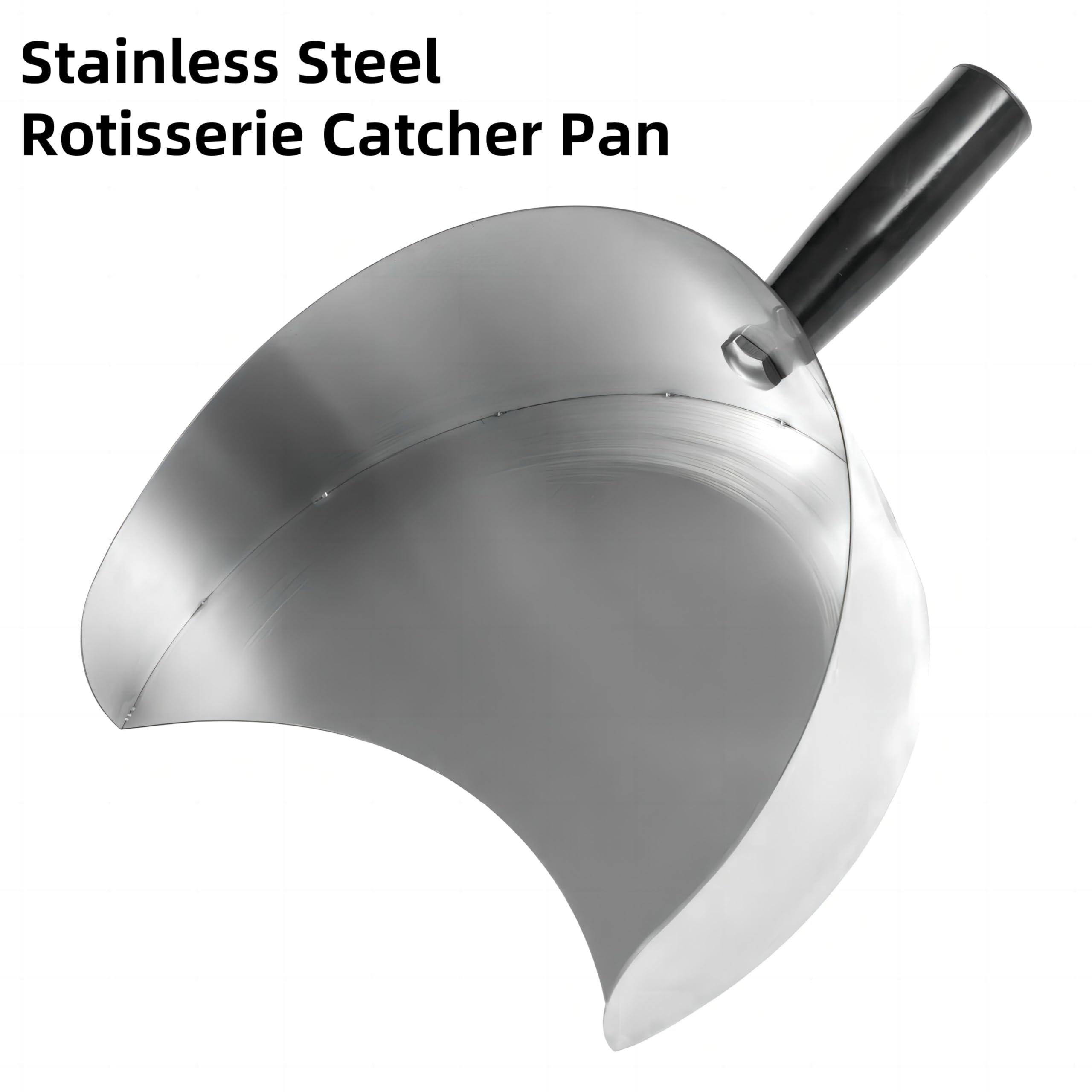 WQV Handheld Rotisserie Catcher Pan, Stainless Steel Meat Catcher, Durable Rotisserie Meat Shovel with Generous Capacity and 4” Plastic Handle for Shawarma Machine Doner Kebab Grill