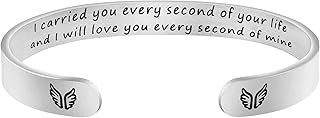 JoycuFF Memorial Gifts for Loss of Mom Dad in Memory of Jewelry Sympathy Bracelet Bereavement Cuff Secret Message Engraved Grief Gifts for Women