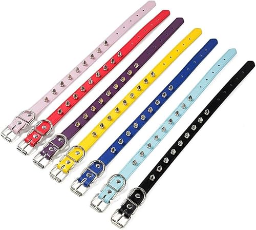 Miniatura 5 de haoyueer Collar de perro con pinchos para perros pequeños, remache de hongos, piel sintética suave, collar con tachuelas para gato, collar ajustable