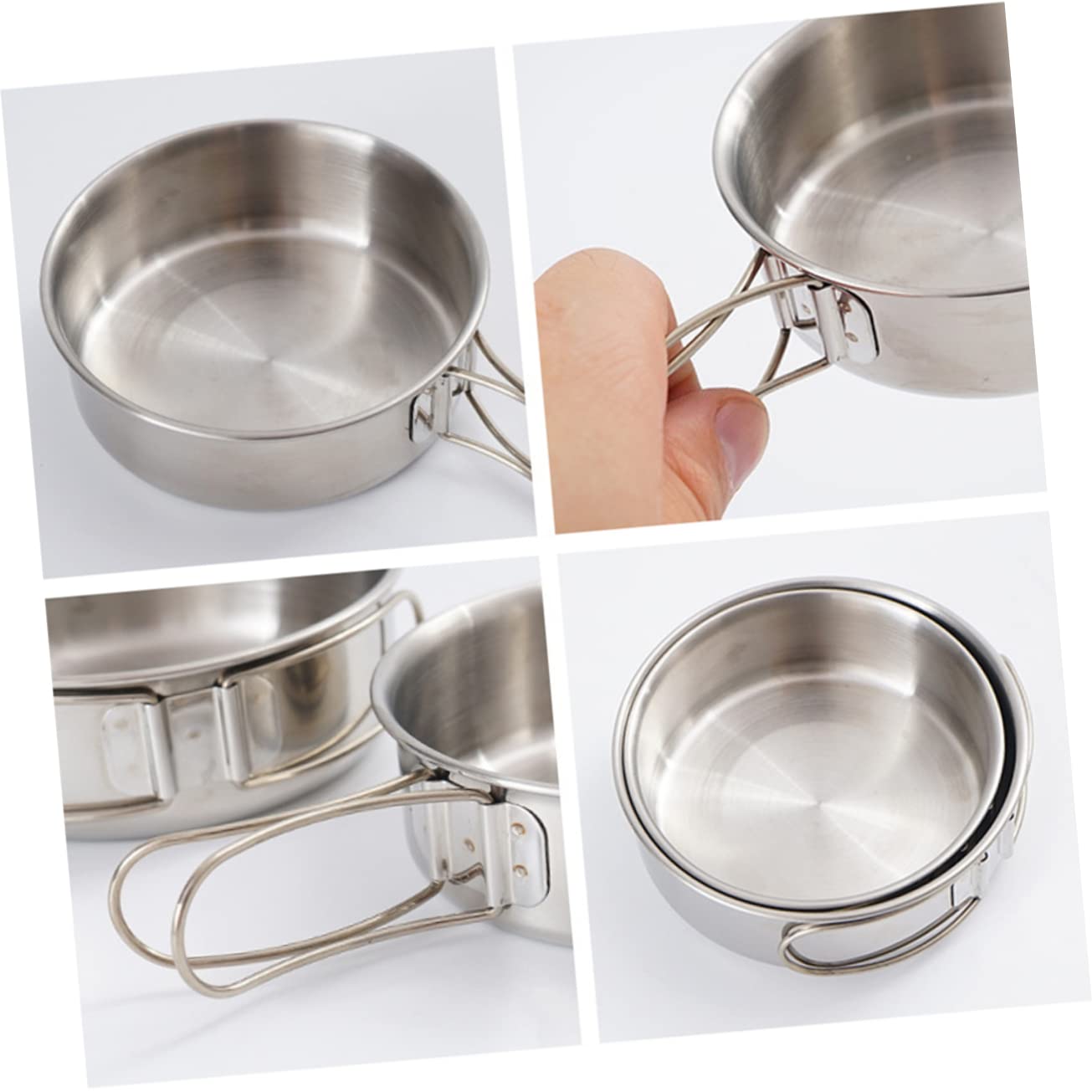 YARNOW 2ensembles Set De Bols Acier Inoxydable Pliables Pour Camping Ustensiles De Table Portables Pour Activités Plein Air Faciles à Nettoyer Transporter