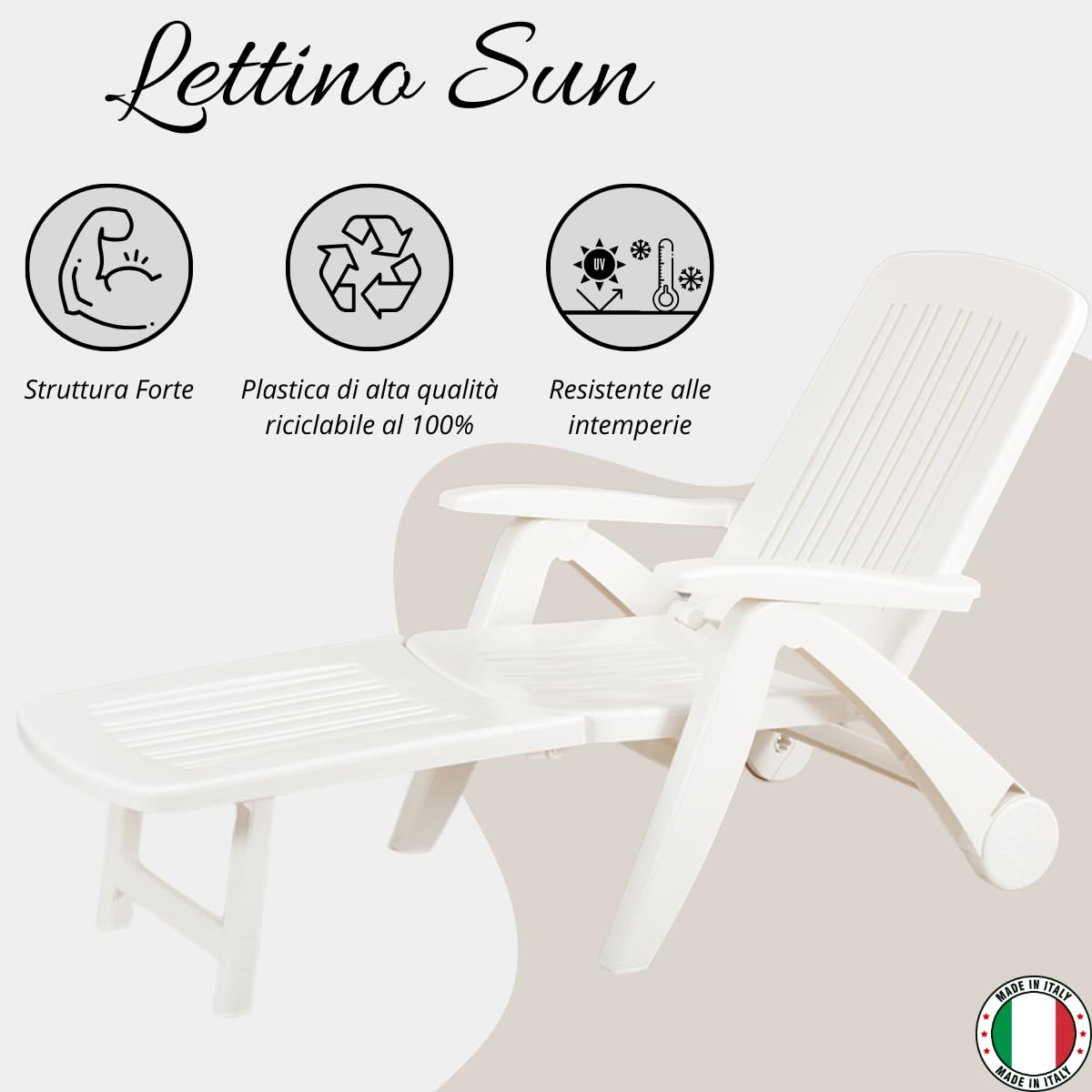 Chaise Longue Jardin Pliable Tomaino - Dossier Inclinable Avec Roues - Noire Résistante Aux UV