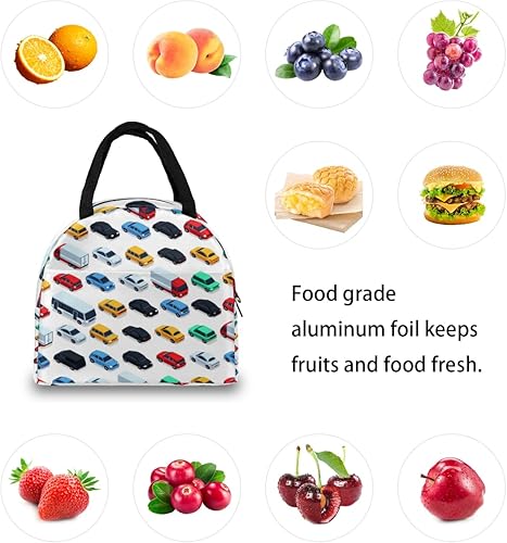 Miniatura 7 de Cartoon Vehicles Lunch Bag Insulated Lunch Box for Men Women Lunch Tote Bag Leakproof Meal Prep Bag Cute Lunchbag Lunchbox Colorful Cars Lunch Bags