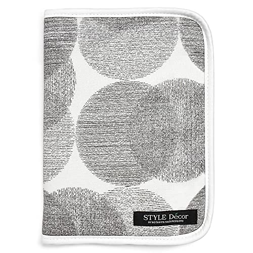 母子手帳ケース マルチケース 人気 ファスナー 通帳 お薬手帳 M グレー シンプル サークル柄 スタイルデコール W0104500