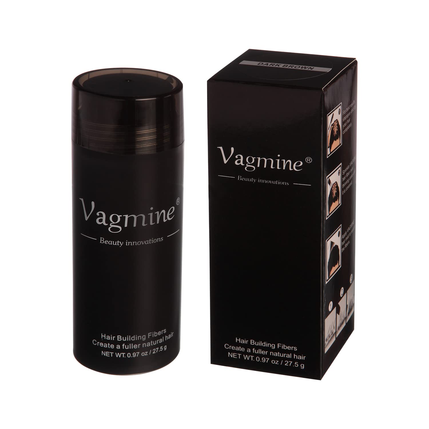 VAGMINE Hair Fiber Dark Brown Powder For Men & Women, 27.5Gms