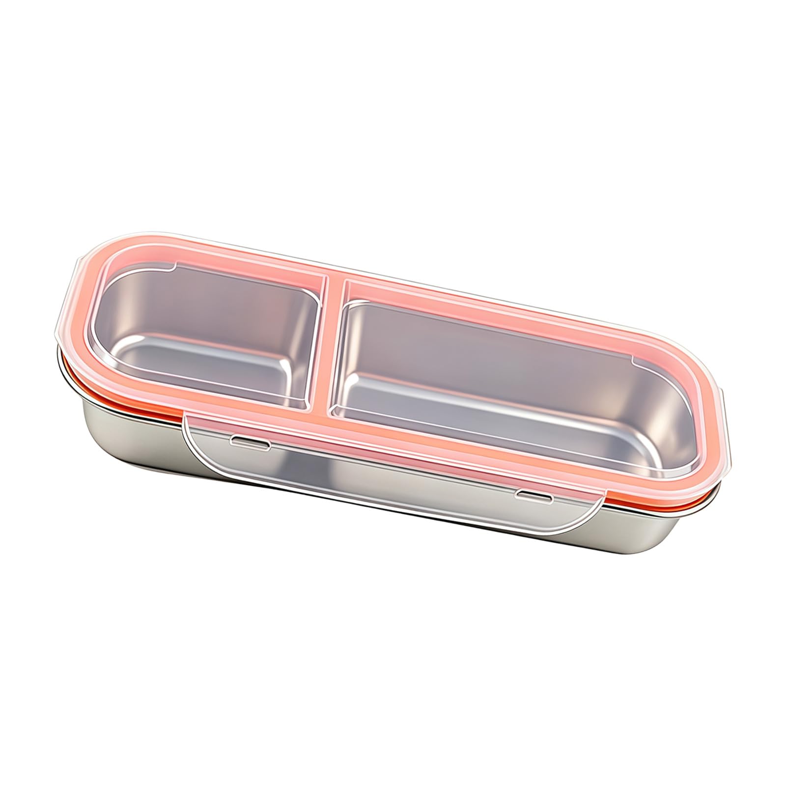 Mekalero Two Grids 304 Stainless Steel Lunch Box For Daily Use Multiple Compartment Food Storage Container With Lid For Camping Multiple Compartment Lunch Box