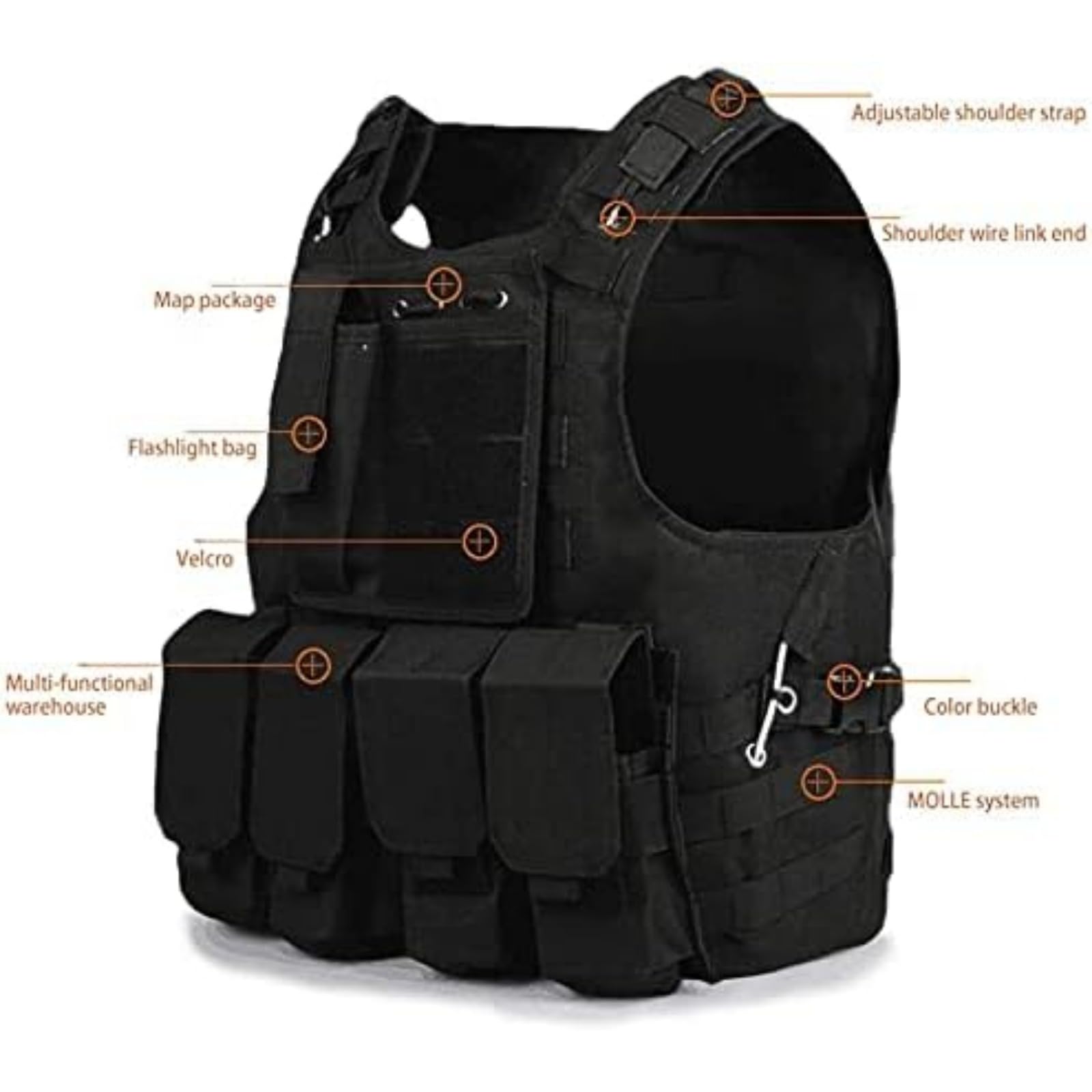 Gilet tattico per bambini, gilet protettivo per airsoft, regolabile, con tasca rimovibile, per ragazzi e ragazze