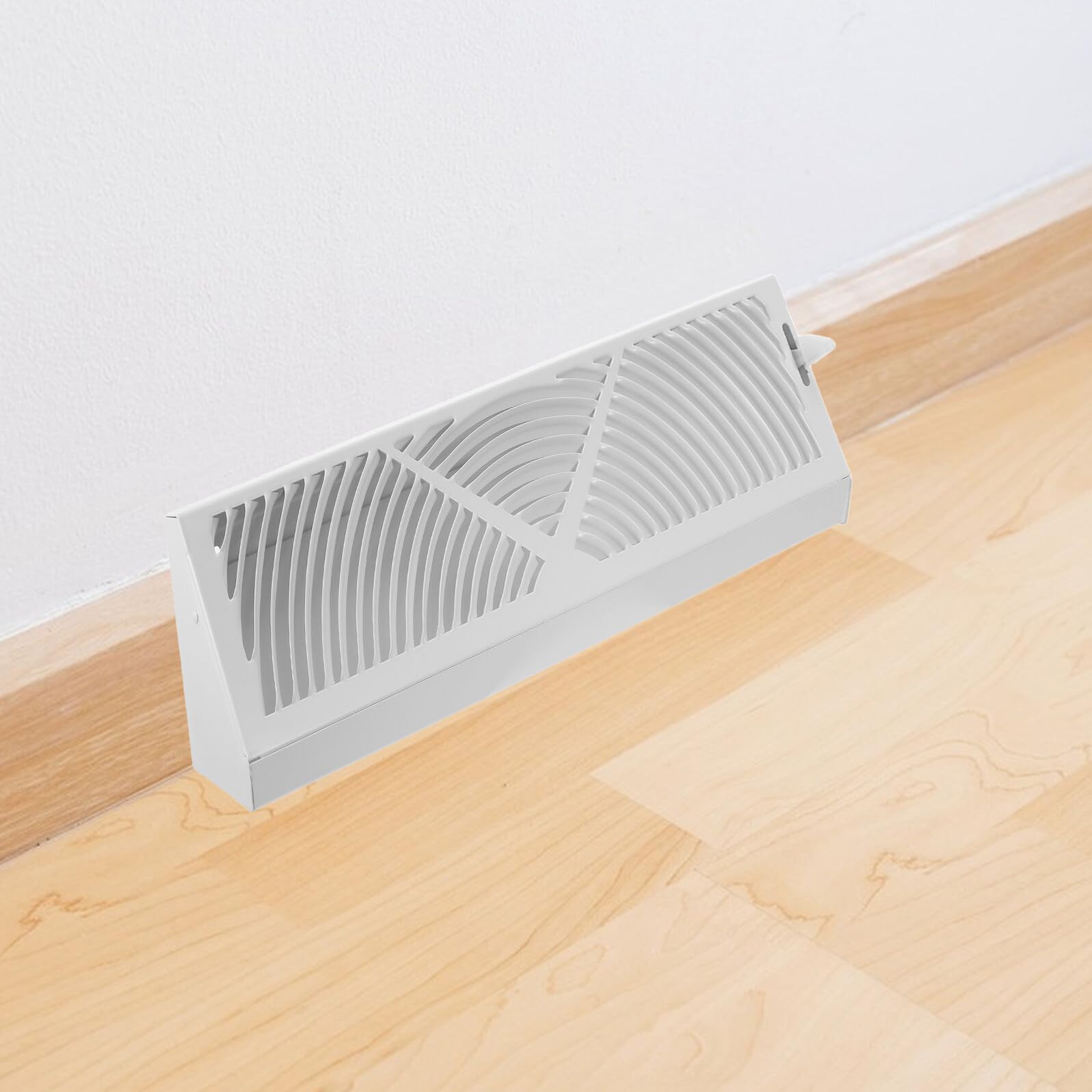 Grille de Ventilation Sol Blanche en Fer 38 X 12 CM Déflecteur D’Air Réglable Diffuseur Intégré Compatible Systèmes de Climatisation et Chauffage pour Ventilation