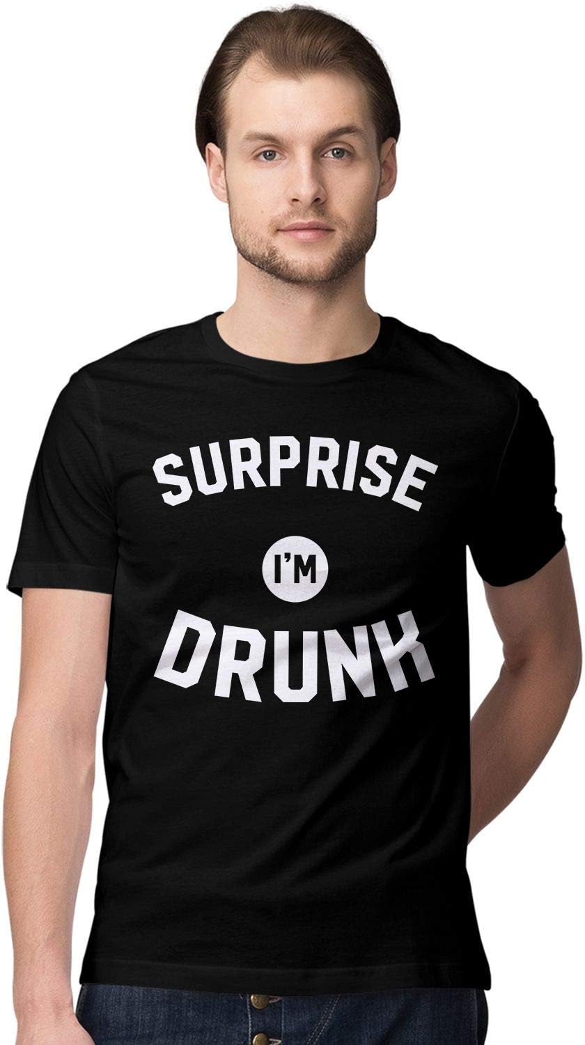 BLAK TEE Men's Funny Surprise I'm Drunk Tumblr Slogan T-Shirt