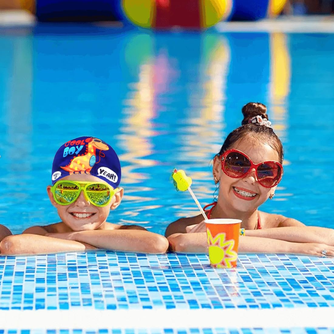 Cuffie Da Nuoto Bambini SYEYCW - 3 Pezzi Impermeabili, Design Cartoni Animati, Per Piscina - Foto 6