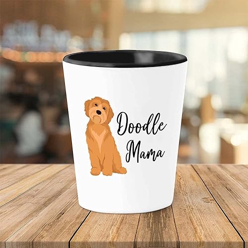 Miniatura 2 de Vaso de chupito para amante de perros, 1.5 onzas, Doodle Mama - Lindo caniche cachorro amante de los animales dueño de mascotas, Bichon Frise Corgi