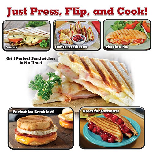 BulbHead Copper Flipwich Non-Stick Grilled Sandwich and Panini Maker ,Red,1 pack
