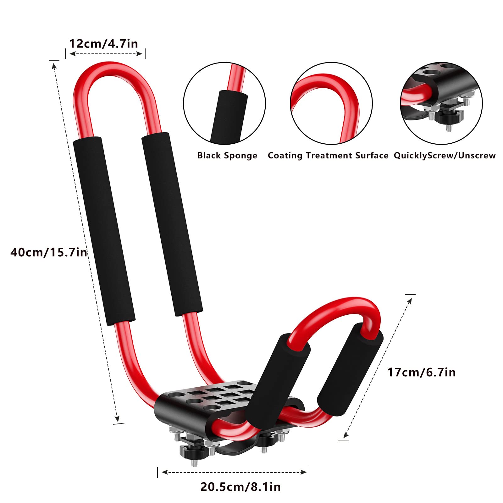 1 Pair Universal J-Bar Kayak Roof Rack Car Roof Top Carrier for Canoe Kayaks Surfboard Ski Board Top Mount Racks on Cars SUV Crossbars