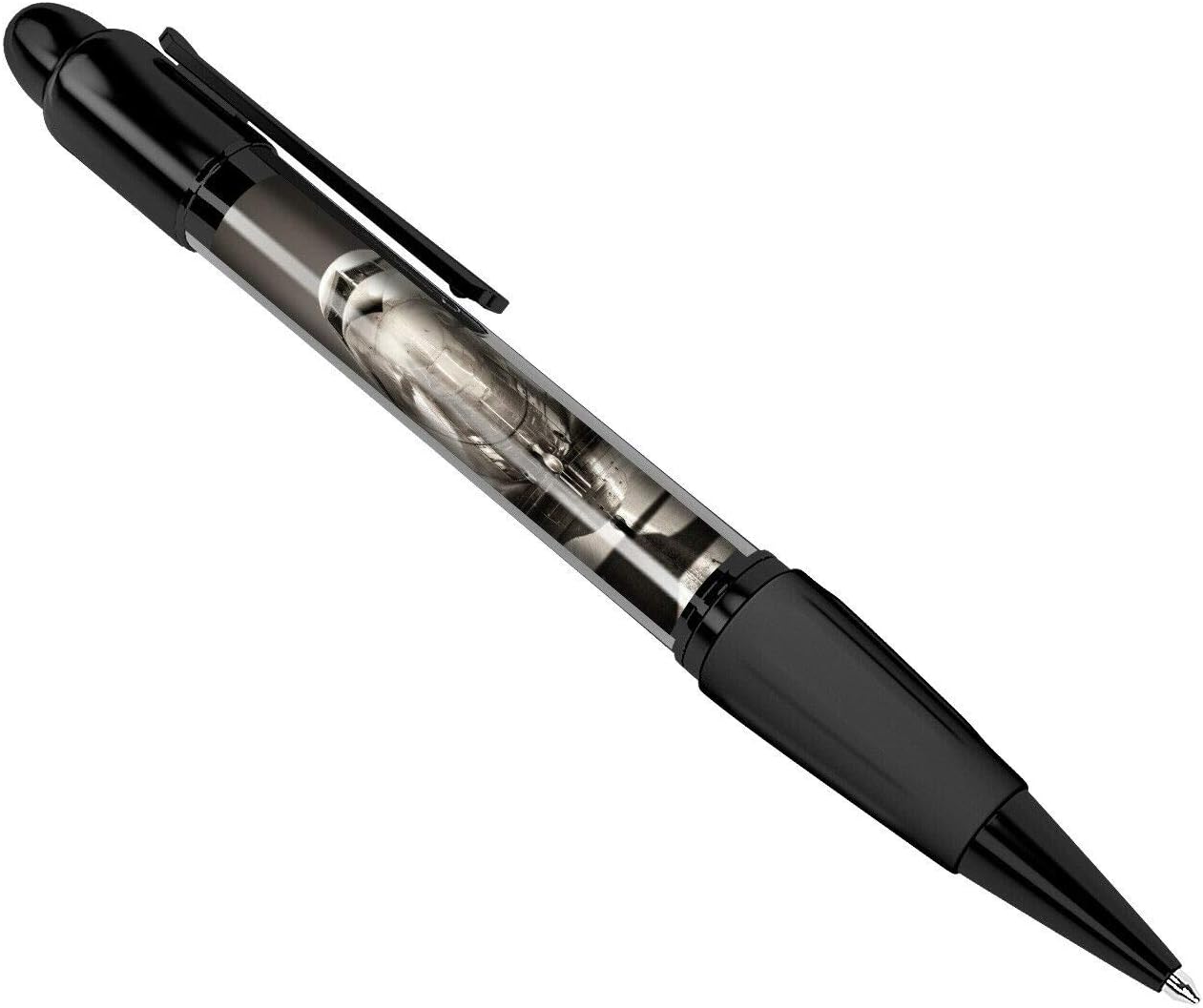 DV DESIGN Vintage Silver Jet Stream Aeroplane Black Ballpoint Pen Aviation #15706