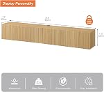 WAMPAT Grand moderne flottant TV Tablette, Centre de divertissement multimédia mural avec 4 Portes pour téléviseurs jusqu'à 80", Bois TV Armoire de rangement pour salon & Chambre, Chêne