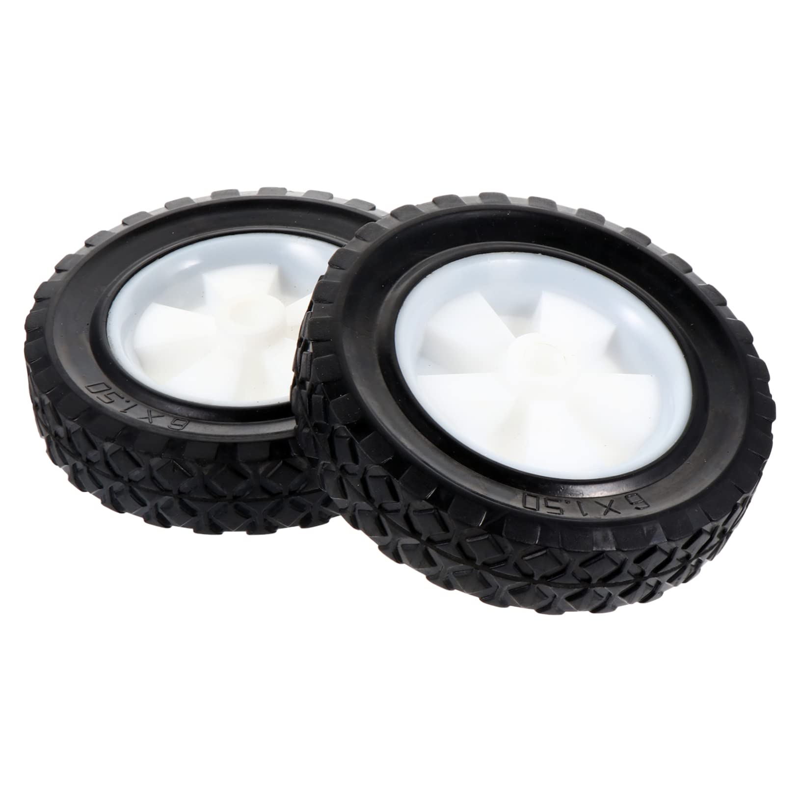 6-zoll Rasenmäherräder aus Gummi, 2 Stück Schwarz, Pannensicher