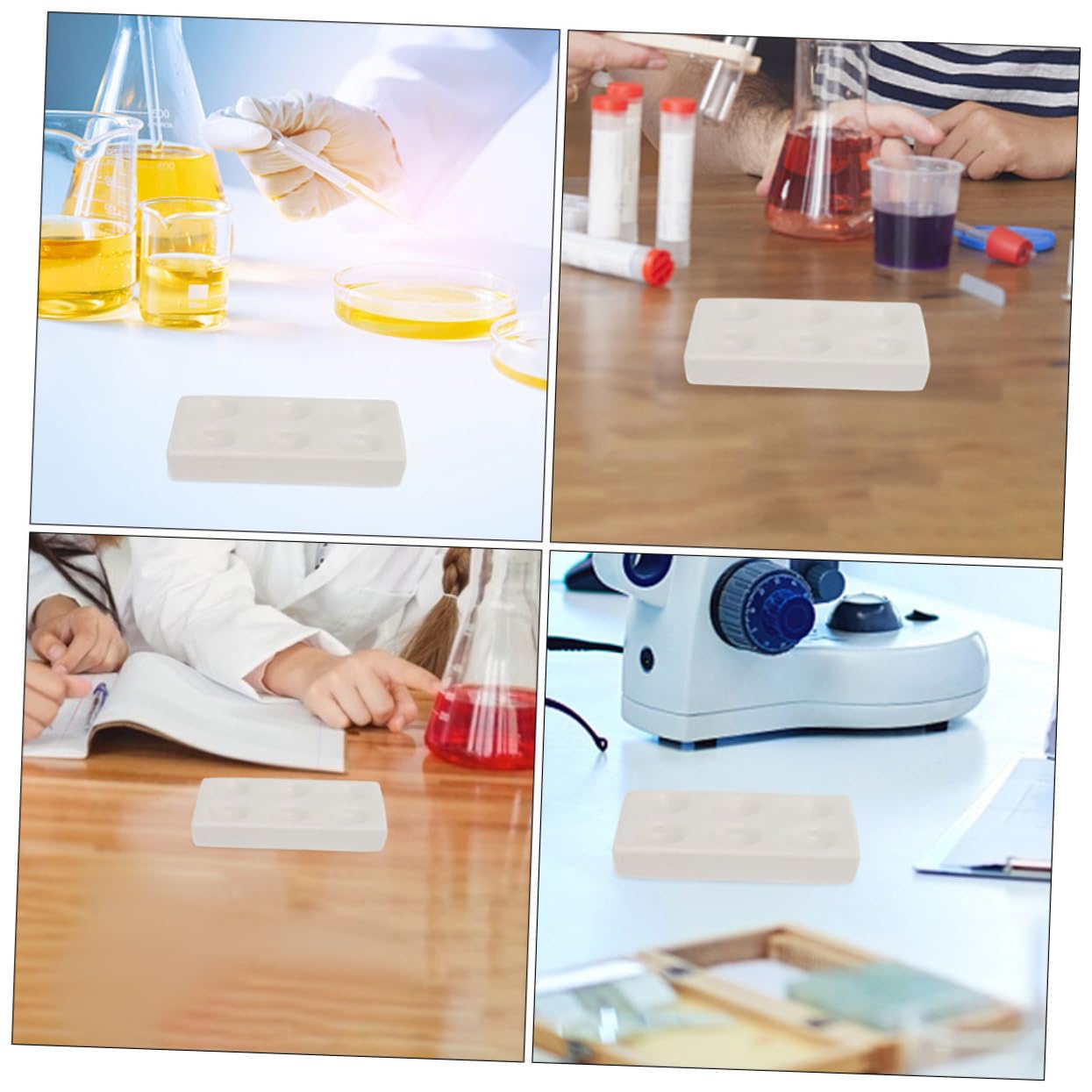 Mobestech Weiße Keramik Tüpfelplatten Vielseitige und Leicht zu Reinigende Reaktionsplatten 2 Stück mit 6 Löchern für Chemische Experimente im Labor