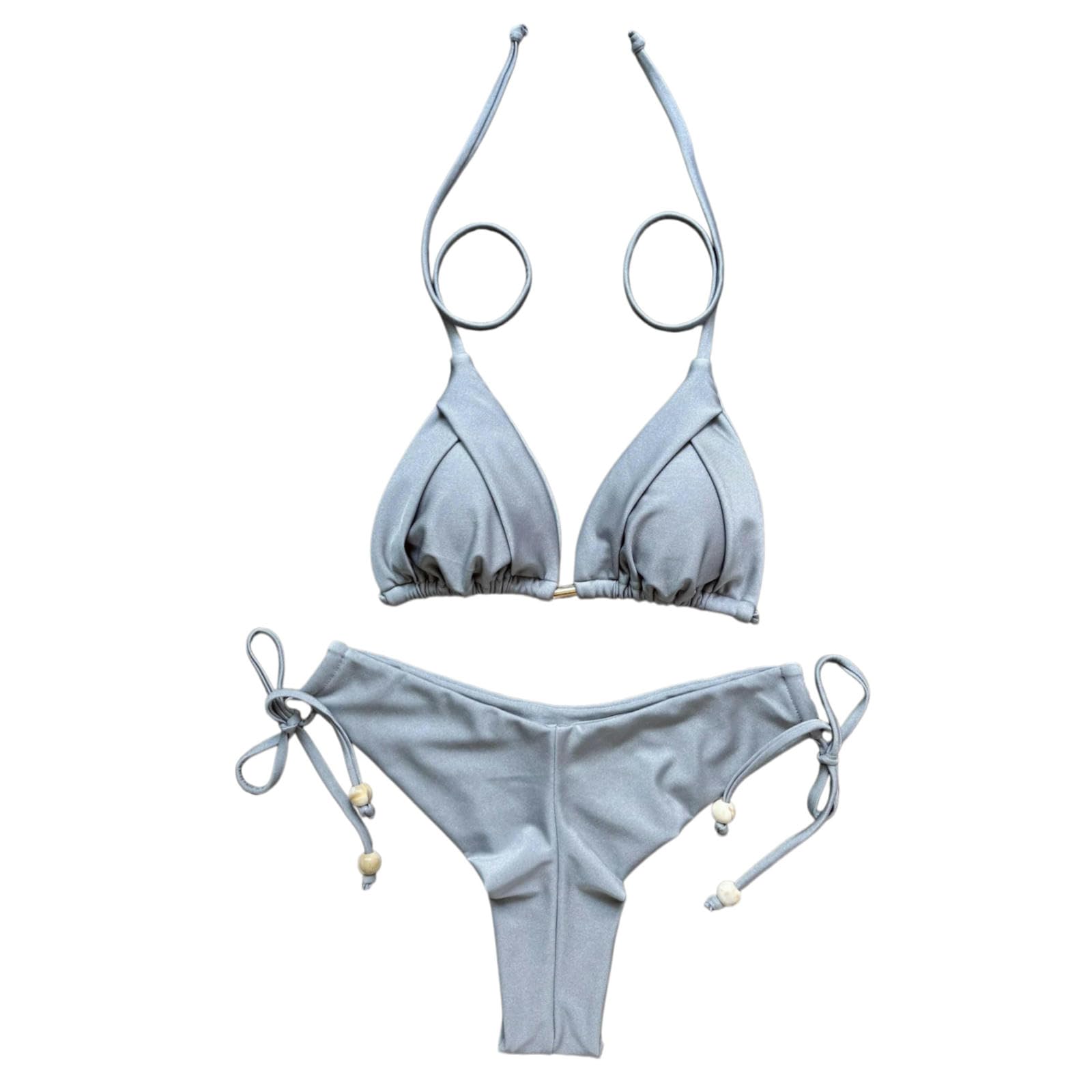 Bikini perlé en Nylon Terre Cuite | Terracotta S/M/L Vacances à la plage et à la piscine : Bikini(Cs01,S)