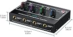 4 Channel Headphone Amplifier with RGB Light, Mono/Stereo Audio Splitter with Power Switch, Bass Amplifier, Guitar Amp, with TRS Headphone Jack for Phones, iPad, MP3, MP4