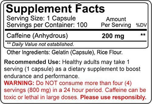 NutraKey Caffine 200mg, 100 Count