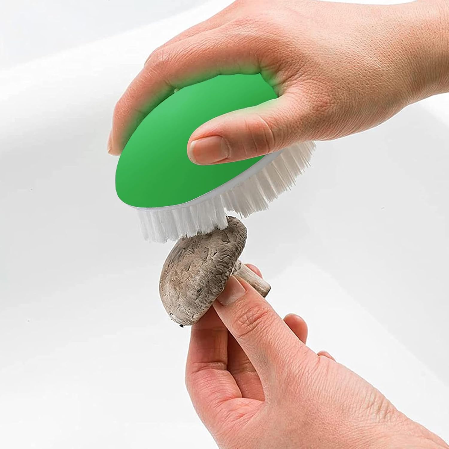 2pcs Vegetable Brush w/Dots Remover - Soft and Stiff Bristles -Green