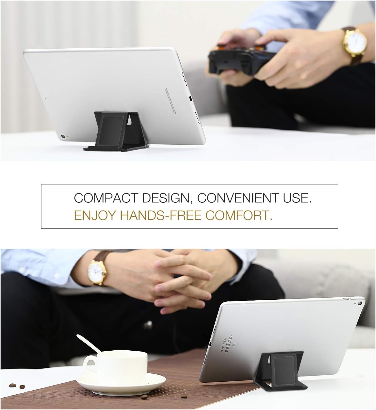 MoKo Adjustable Foldable Portable Electronic Device Stand, Compatible with 6-11 Inch Tablets and Phones, Strong and Durable ABS and Rubber Construction, Easy to Adjust and Fold