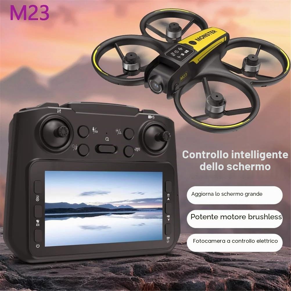 B 6k,Triple Battery,Drone m23 Professional 4k con Doppia Lente e Controllo dello Schermo, Rotazione acrobatica a 360 Gradi, decollo e atterraggio con Un Solo Pulsante