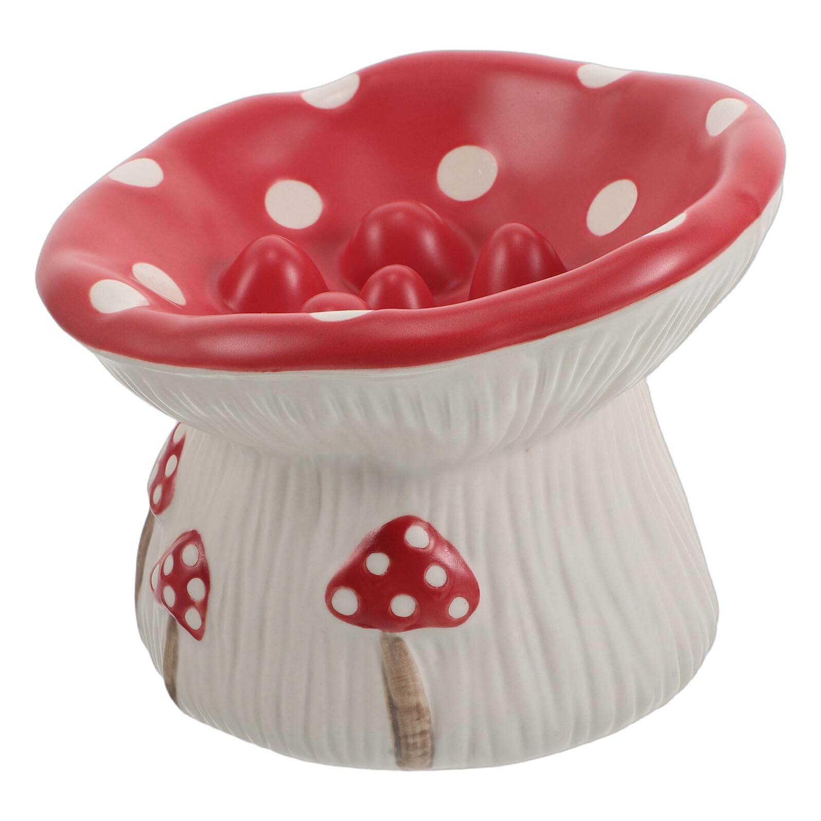 Gamelle Surélevée en Céramique Forme Champignon Mignon, Bol Incliné Anti-glouton pour Chatons et Chiots, Base Antidérapante Stable, pour Alimentation Intérieure et Hygiène