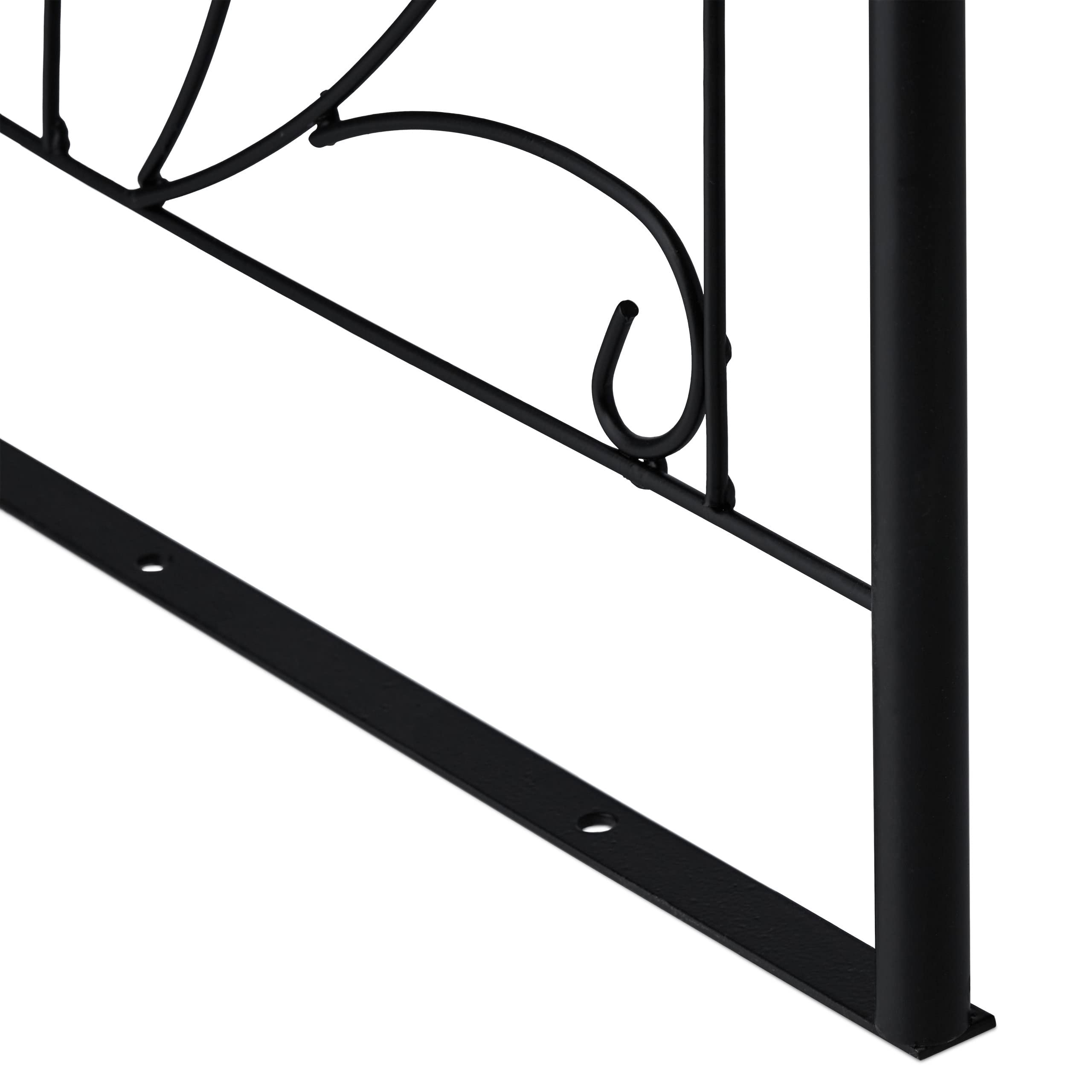 Relaxdays Arche à rosiers, métal, Portail de Jardin, HxLxP : 216 x 125 x 36 cm, tuteur pour Plantes grimpantes, Noir