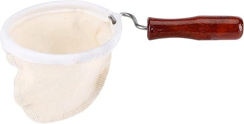 Yosoo Filtro de café de tela, reutilizable, lavable, tela de franela hecha a mano, filtro de café con mango de madera (L)