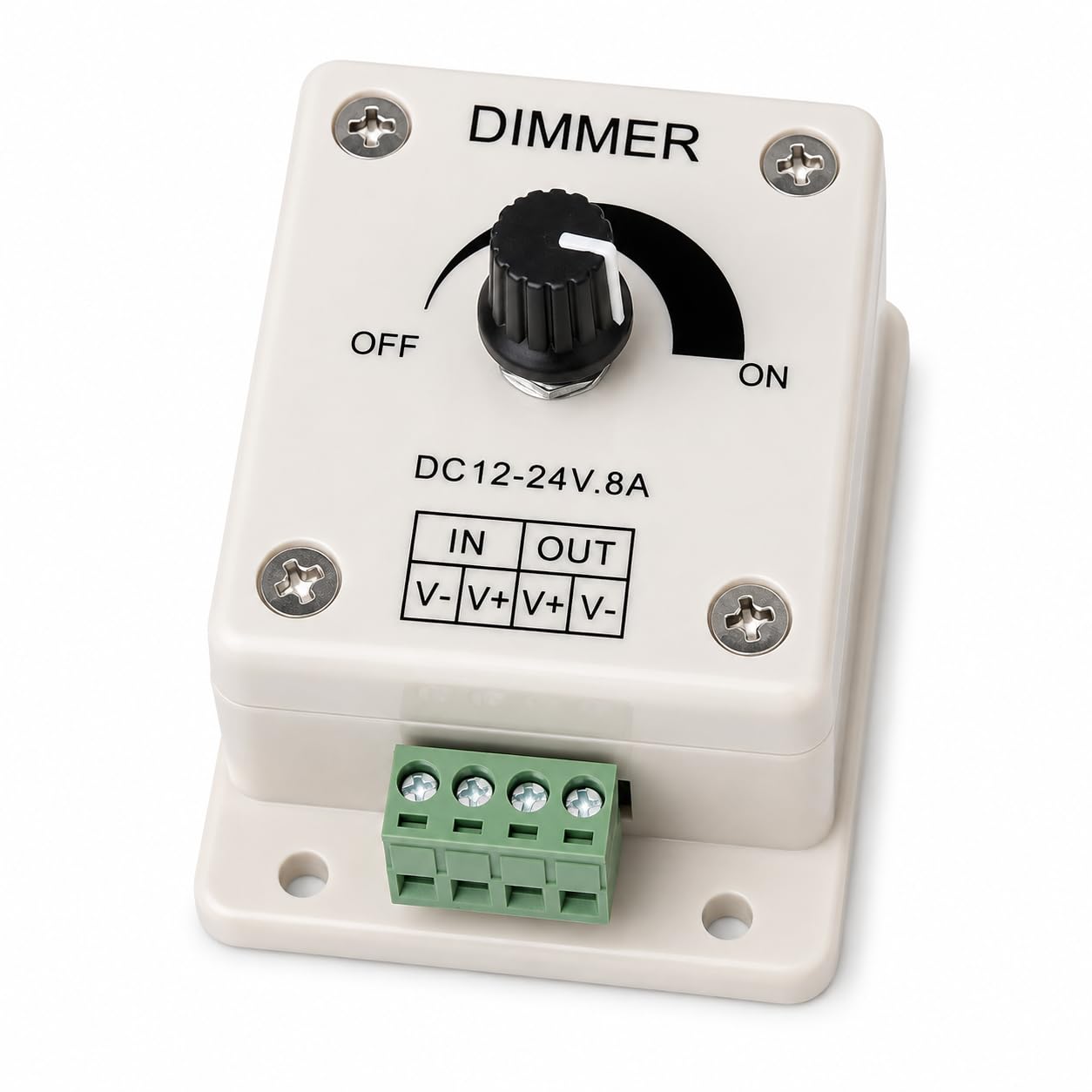 DC 12V–24V 8A LED Light Dimmer Controller with Rotary Brightness Control and ON/OFF Switch for LED Strip Lights, Beige, Pack of 1-picture-24