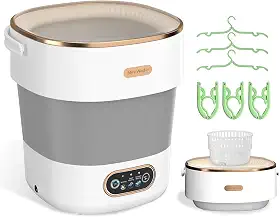 Máquina de lavar portátil, mini lavadora e centrifugadora com gancho dobrável, máquina de lavar roupa íntima compacta pequena de 16 L, roupas de bebê, para apartamentos, dormitórios, trailers, viagens