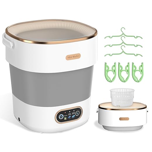 Portable Washing Machine, Mini Washer and Spin-Dryer With Folding Hanger, 16L Large Capacity Small Compact Laundry Machine of Underwear, Baby Clothes, for Apartments, Dormitories, RV, Travel, Camping