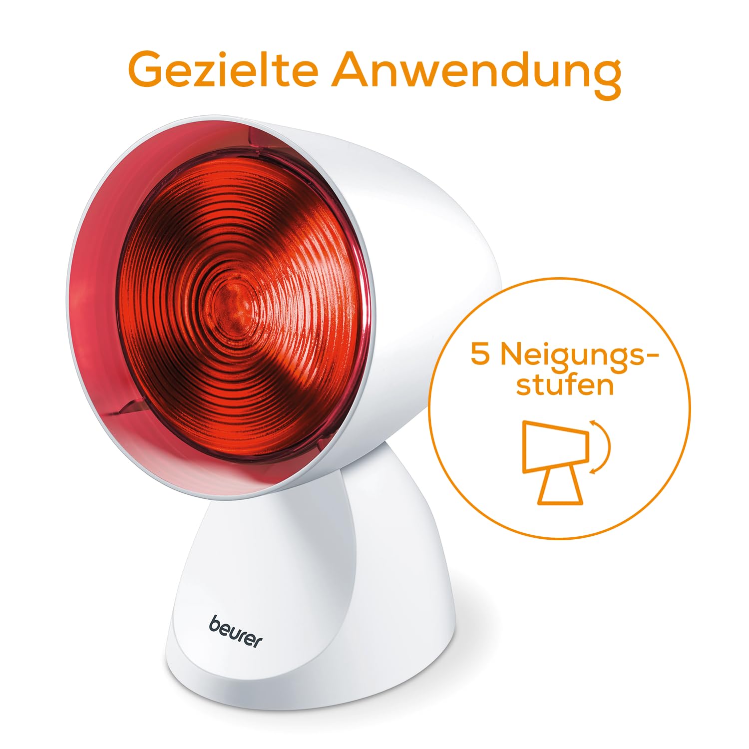 Beurer IL 21 Infrarotlampe, Medizinprodukt mit wohltuender Wärme zur Anwendung bei Erkältung und Muskelverspannungen, 5 Neigungsstufen