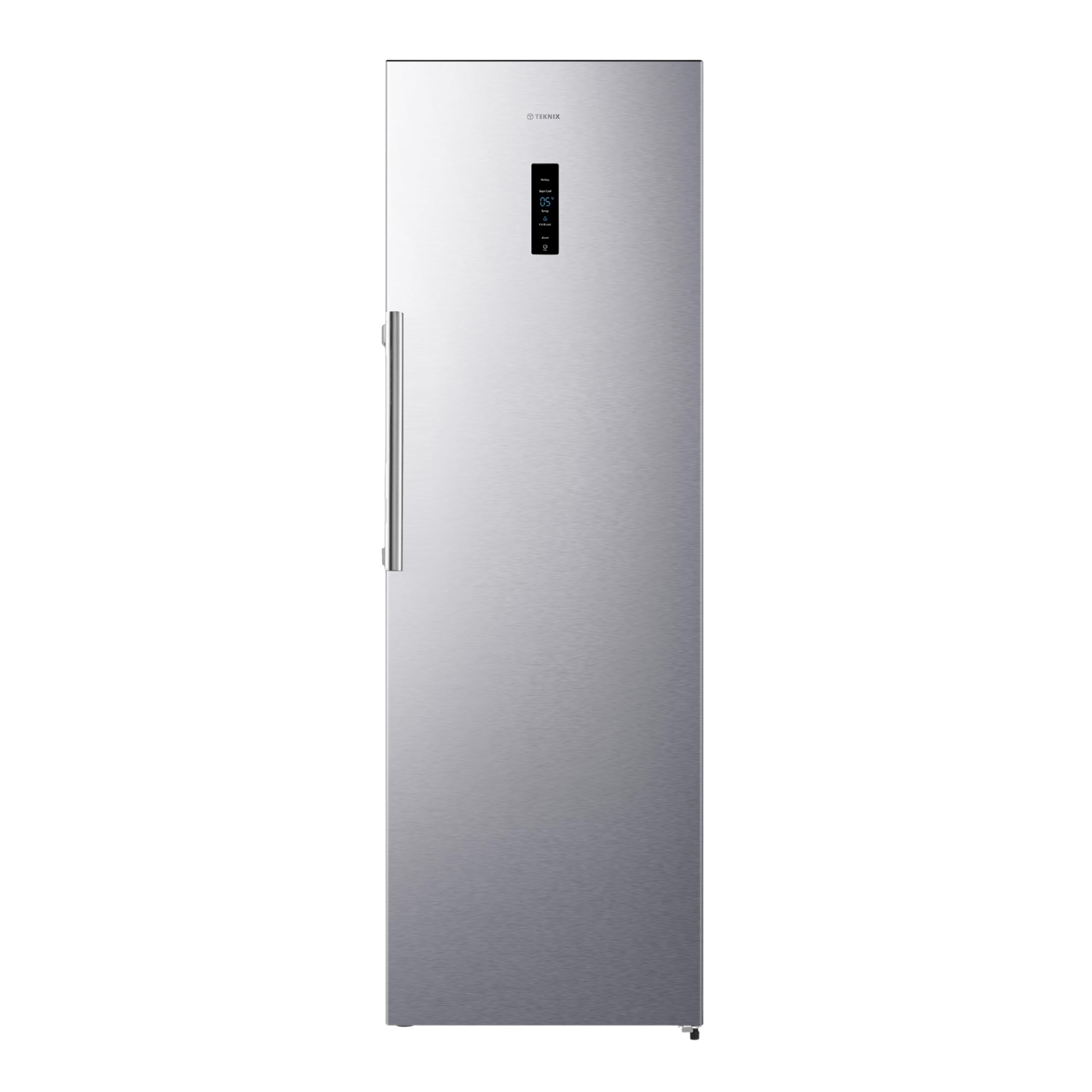 Teknix TH60TLX 60cm Freestanding Tall Larder Fridge - 370L Capacity - Metal Tech Cooling - Chrome Wine Rack - Stainless Steel - E Rated, H185.5 x W59.5 x D65.1 (cm) - 1