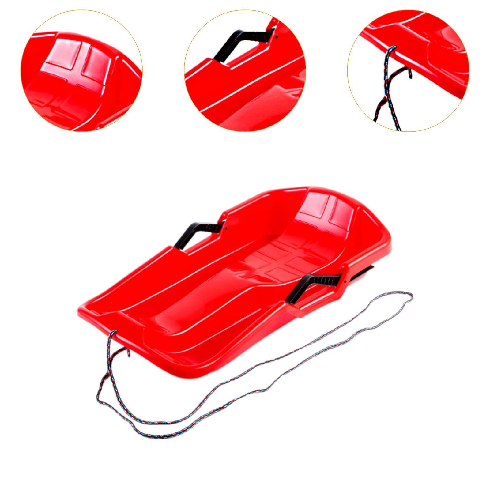 Luge à Neige avec Corde et Frein pour Activités de Plein Air, Rouge