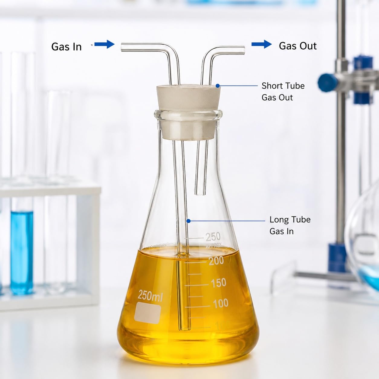 Matraz Cónico Graduado Frasco Lavador Gas Vidrio Borosilicato Químico-5000ml