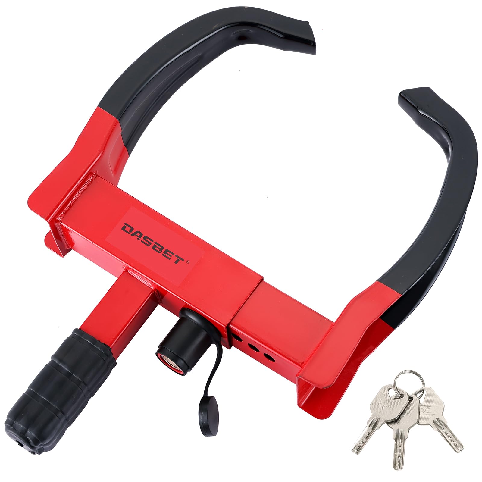 DASBET Morsetto antifurto per ruote con 3 chiavi, regolabile, per pneumatici di larghezza da 17,8 a 27,9 cm, morsetto di sicurezza per auto, roulotte, rimorchi