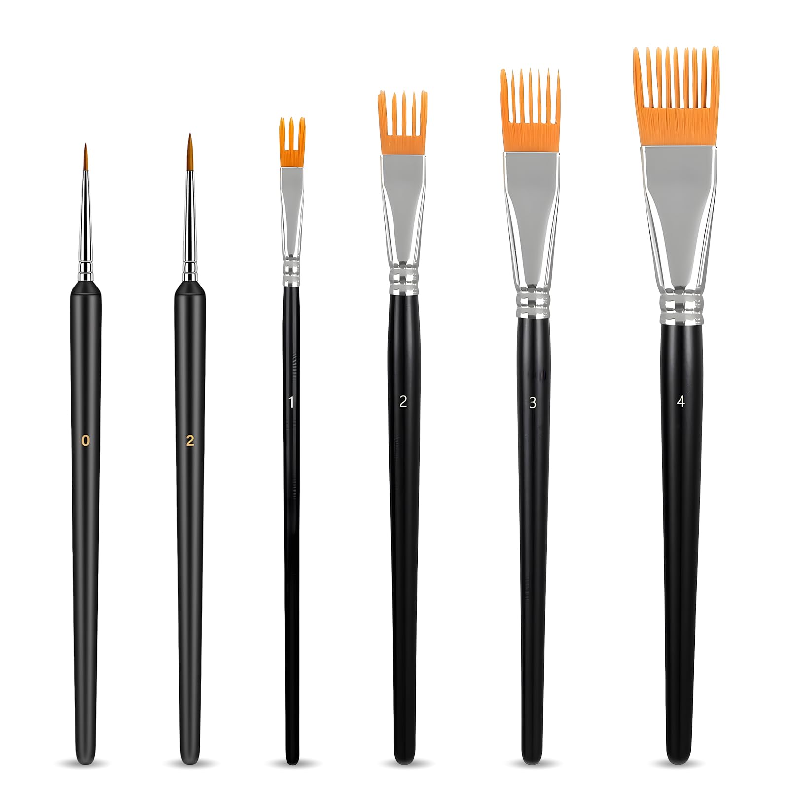 6 Pcs Grainer Brush Set, 4 Flat Comb Paint Brush Comb and 2 Fine Paint Brushes, Durable and Ergonomic Beginners and Artist Brushes Set Suitable for Watercolor, Acrylic, and Oil Paints