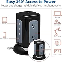 Vista 19 de Tripp Lite TLP66USB - Torre protectora de sobretensiones con puertos USB, 1200 julios, 5 tomas, 3 puertos USB, cable de extensión trenzado