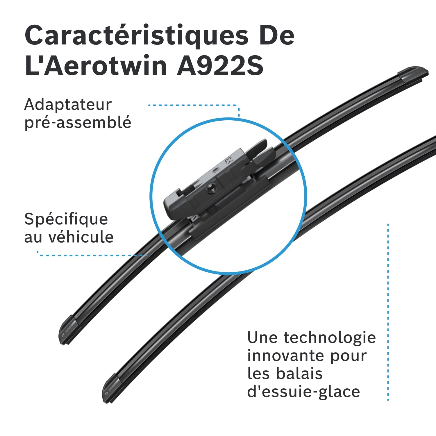 BOSCH Balai d'essuie-glace Aerotwin Spoiler A922S 3397118922 | Compatible avec: BMW 1, 1, 1 Cabriolet, 1 Coupe, MINI Coupe, Roadster