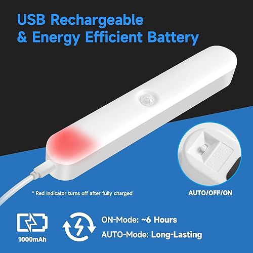 Miniatura 4 de Okerich Luces LED recargables mejoradas con sensor de movimiento inalámbricas, luces de armario de larga duración con sensor de movimiento, luz con