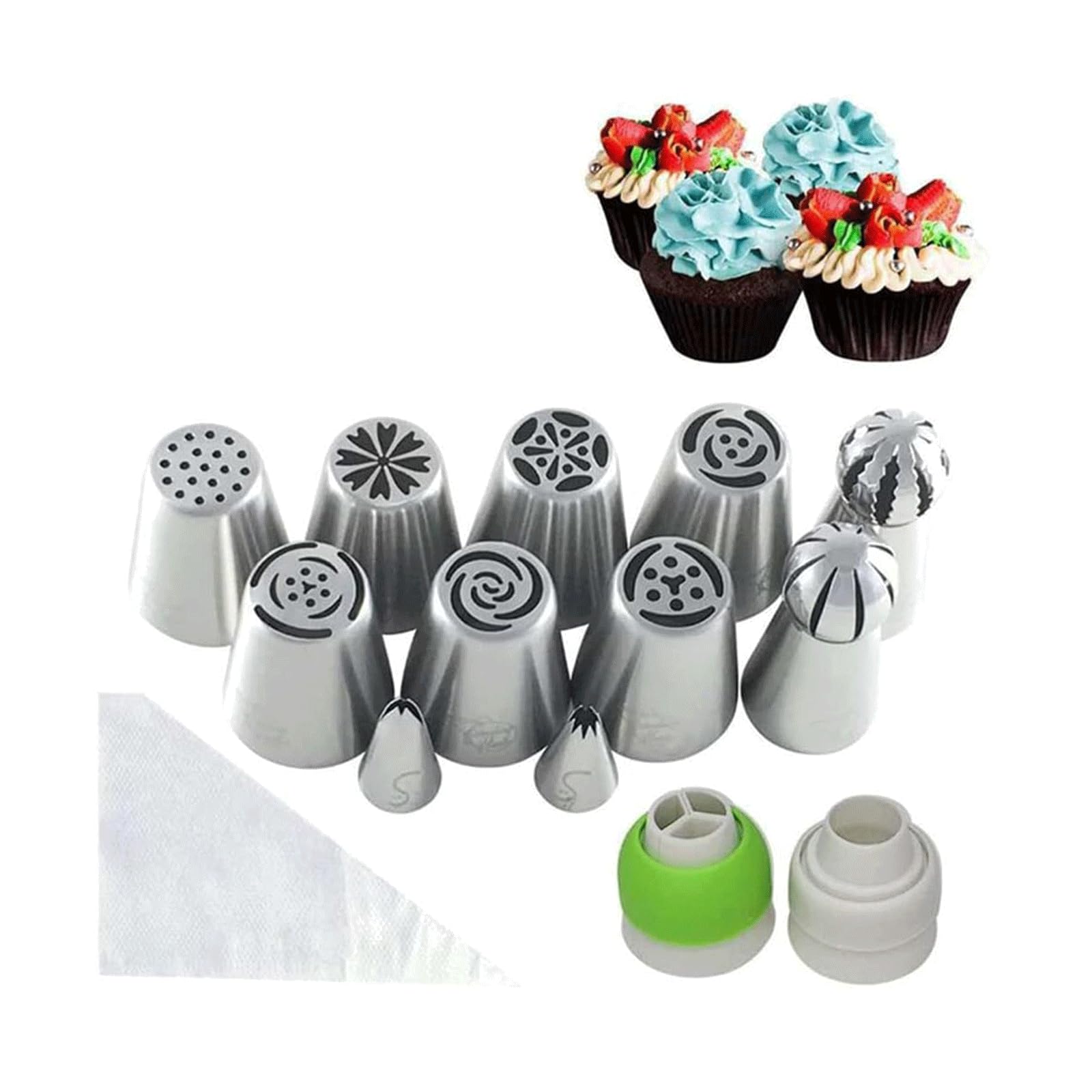 Spritztüllen Gebäcktülle, 23-teiliges wiederverwendbares Spritztüllen-Set aus Edelstahl zum Dekorieren von Taschen, Kuchentüllen, Dekorationswerkzeug, Spritztüllen-Set wiederverwendbar