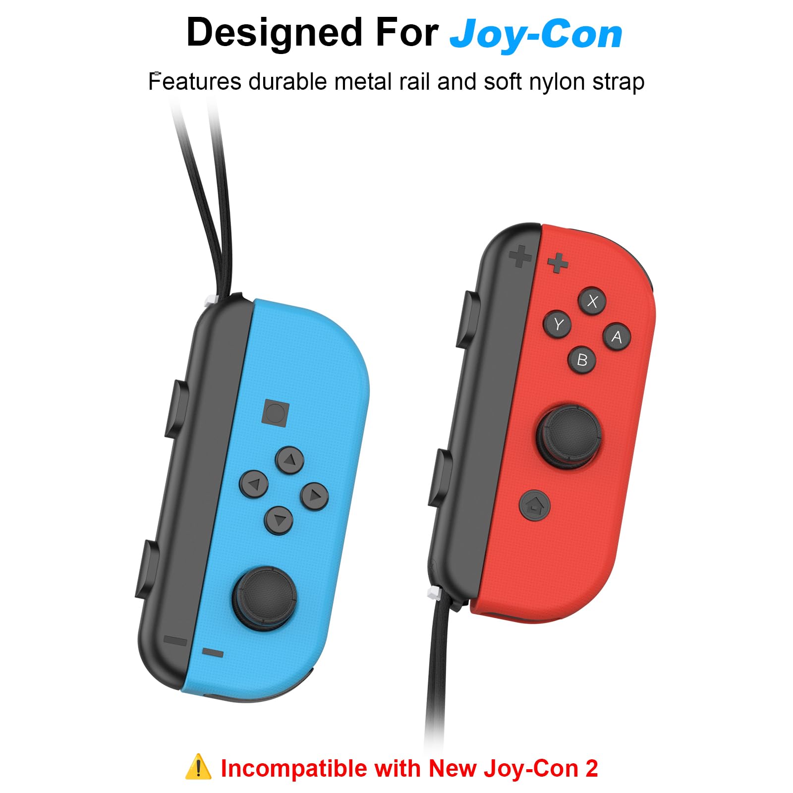 2 Pack Wrist Strap for Switch Joycon, Replacement Accessories for Joy Con Straps (Black) - 2