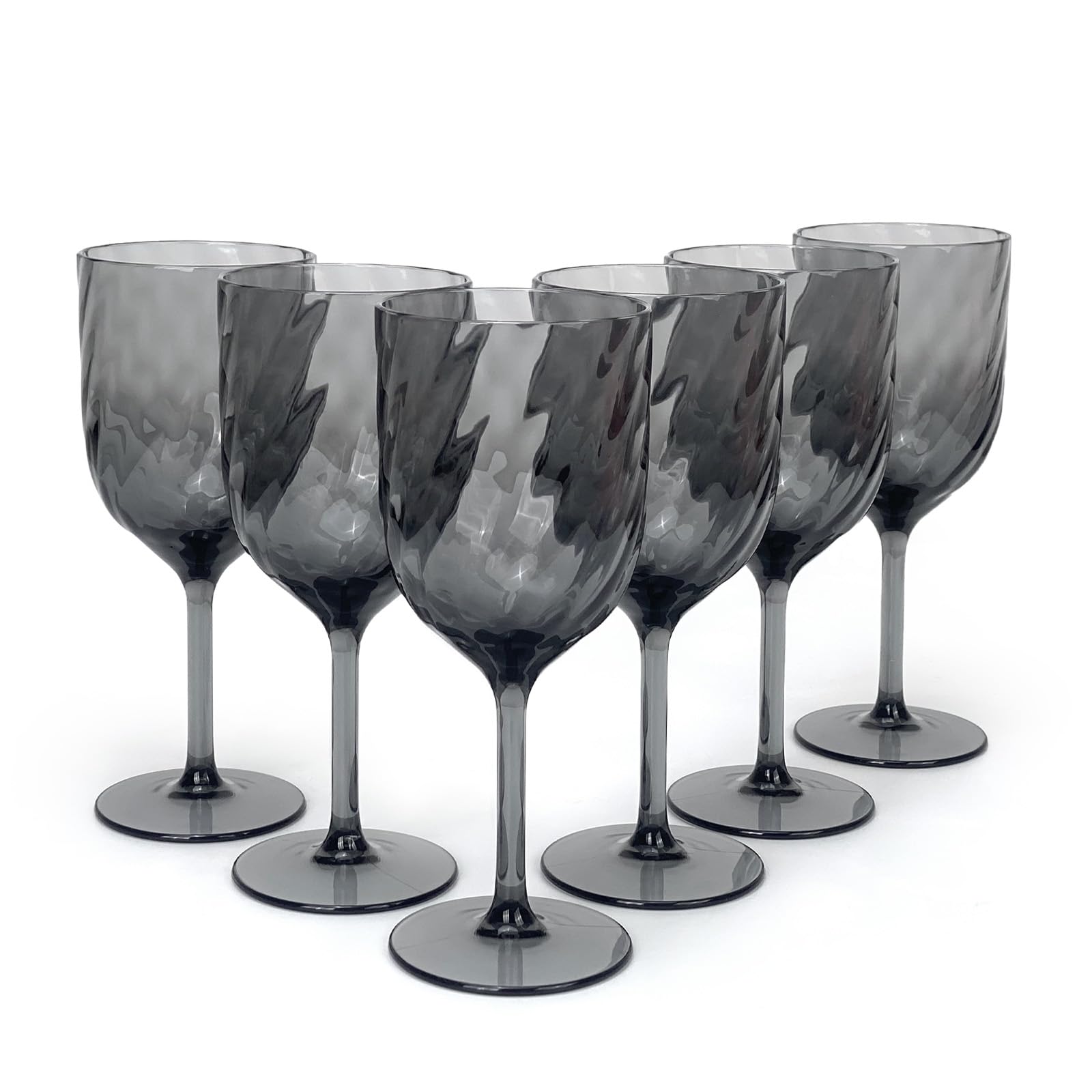 Yanglonghui 15 Ounce Plastic Wine Glasses Set of 6,Unbreakable Acrylic Wine Glasses,Reusable Colored Plastic Goblets Stackable,Dishwasher Safe Bpa Free Ideal for Parties (Gery, 15 Ounce)