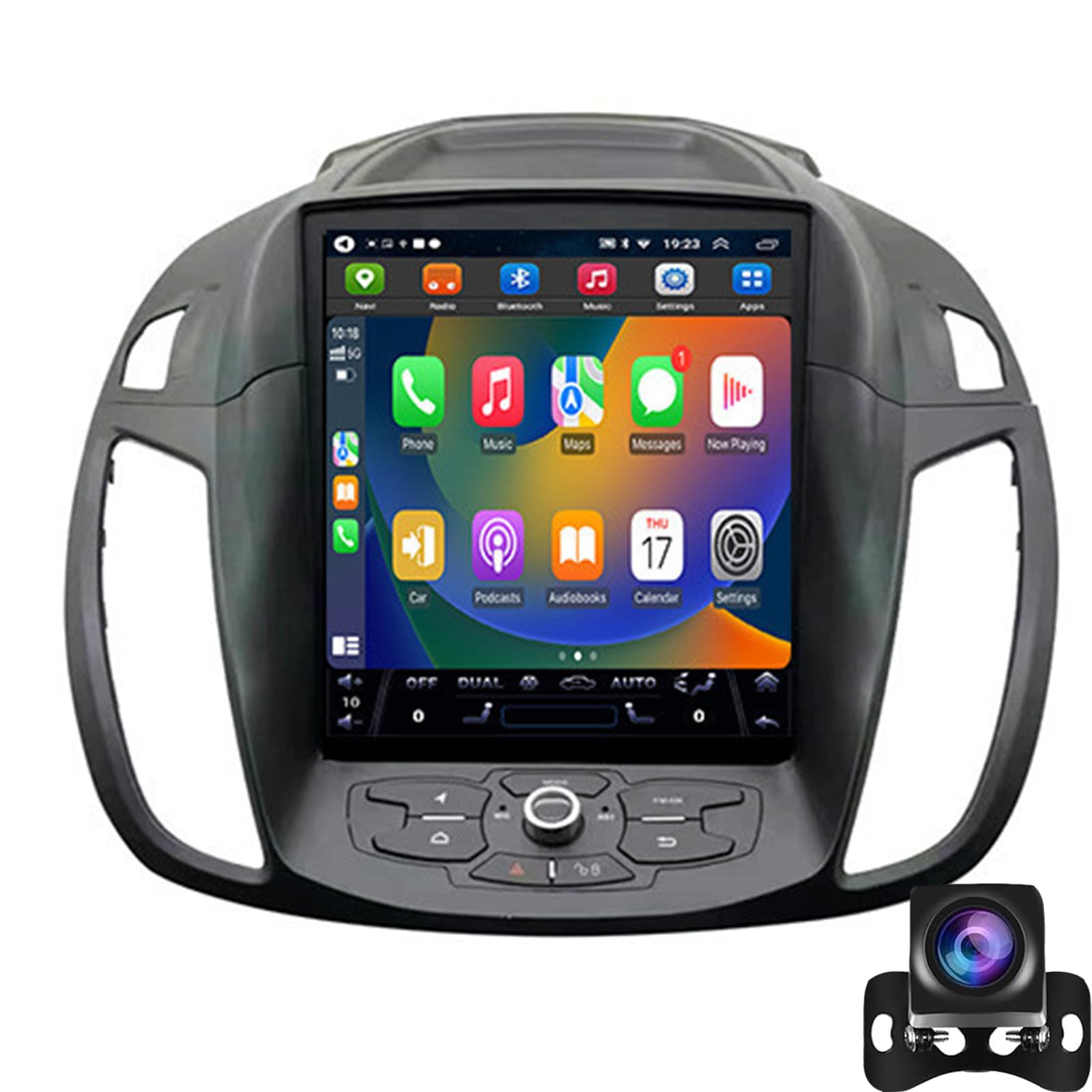 Android Autoradio Für F-ord Kuga Escape 2013–2018 Mit Kabellosem CarPlay, Android Auto Und MirrorLink 9,7-Zoll-Touchscreen-Radio Mit GPS Bluetooth FM-RDS WLAN Und Rückfahrkamera(Color:8-Core 6+128G)